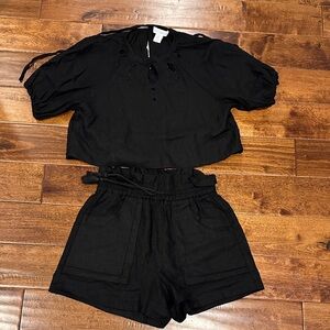House of Harlow 1960 Black Top and Shorts Set
